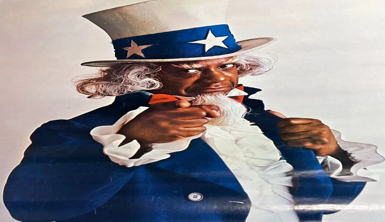 A Black man dressed up as Uncle Sam